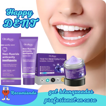 Pack tratamiento blanqueador I Like Be Happy gel + reparador dental Sistema de blanqueamiento dental con luz LED BrightLite


