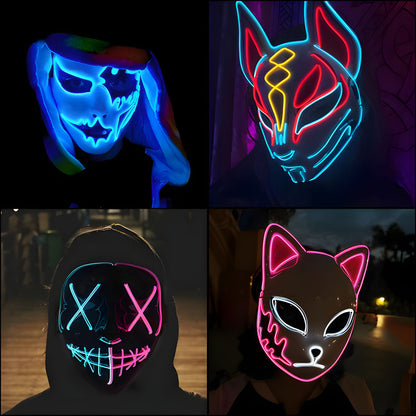 Diversión nocturna con máscaras LED para fiestas y eventos
