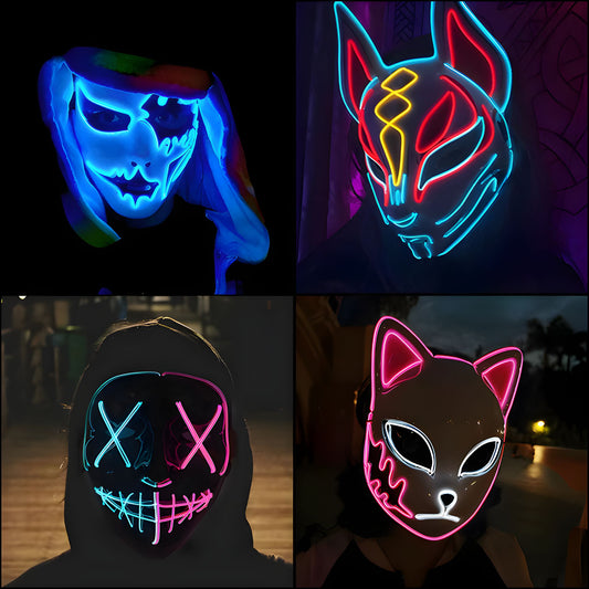 Diversión nocturna con máscaras LED para fiestas y eventos
