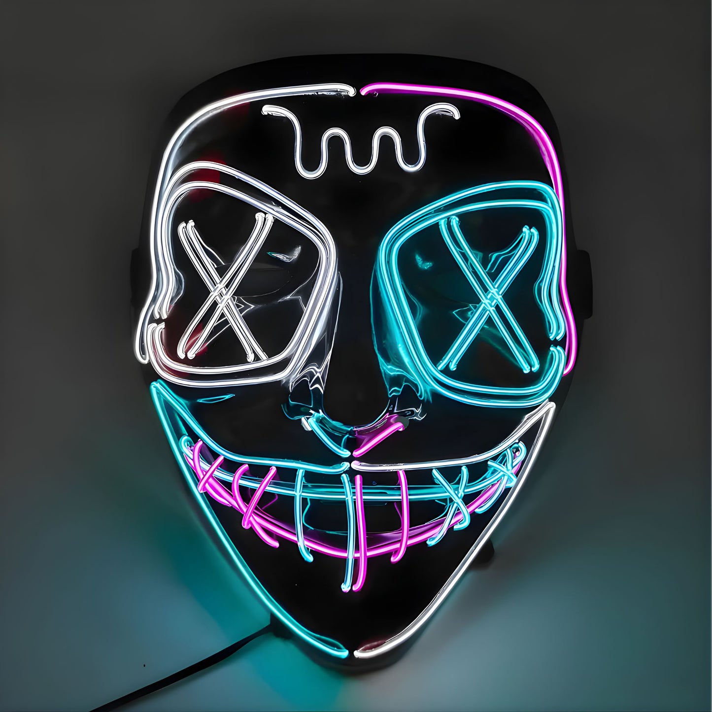 Máscara LED Te Veo No Te Veo neón para festivales música
