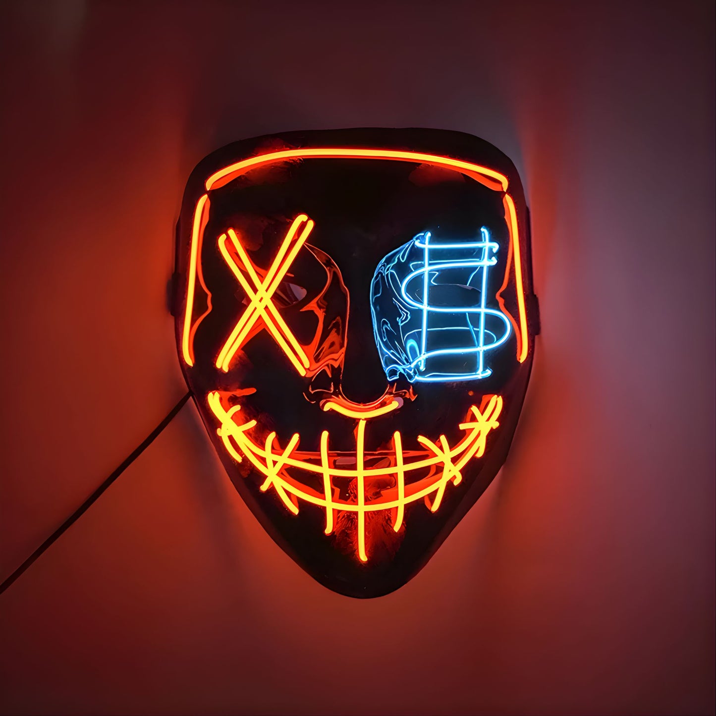 Máscara LED Te Veo No Te Veo luminosa para eventos nocturnos
