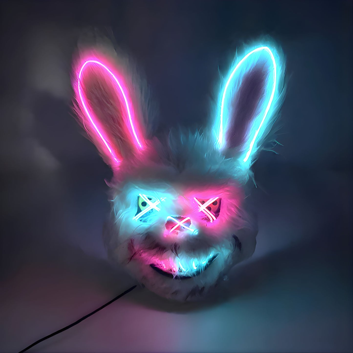 Máscara LED Conejito Mágico neón para fiestas y carnaval
