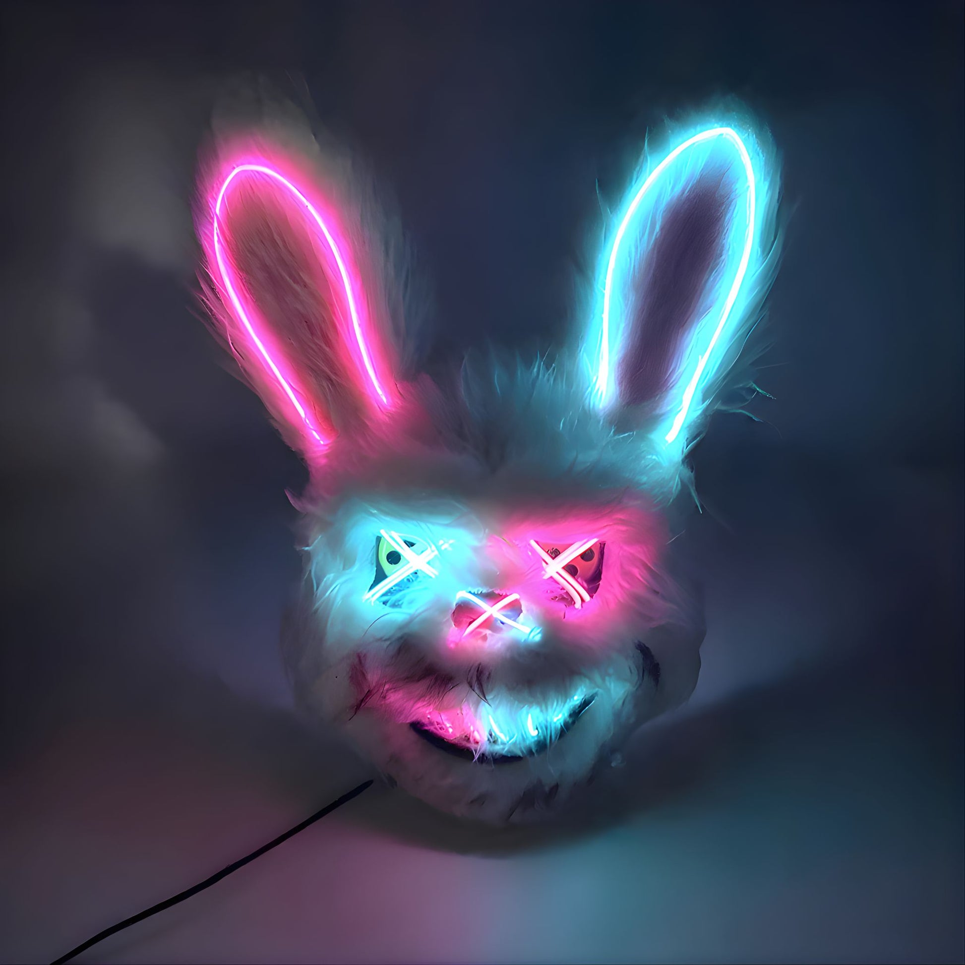 Máscara LED Conejito Mágico neón para fiestas y carnaval
