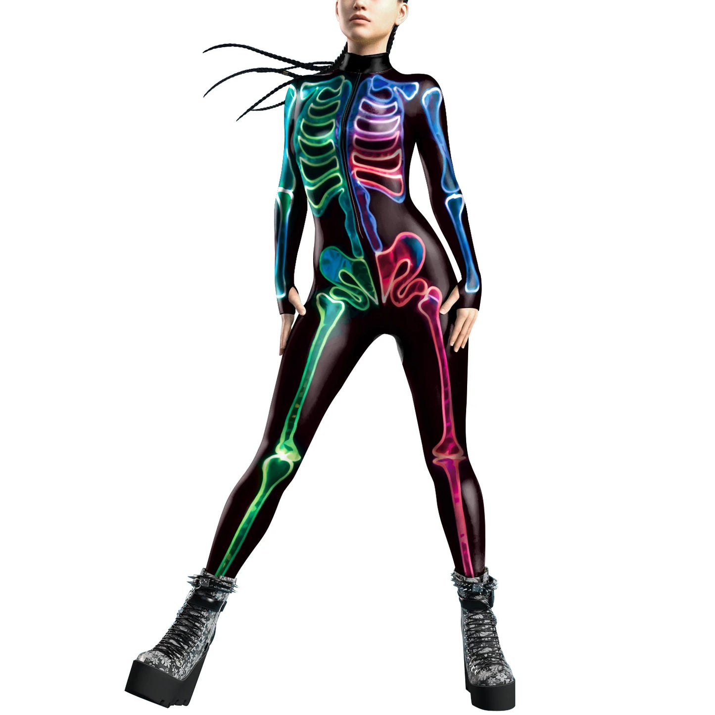 Happy Halloween: Bodysuit Cyberpunk con Esqueleto 3D - [You're My Secret] para Mujeres