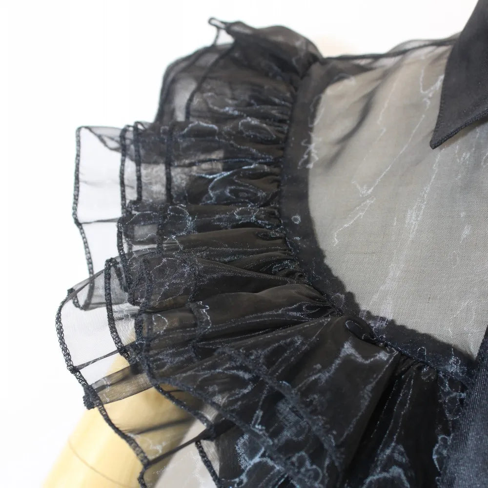 Happy Halloween: Vestido Gótico con Encaje y Cinturón para Fiestas Familiares