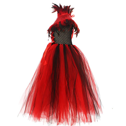 Happy Halloween: Traje de Reina Vampiro para Niñas - Estilo Gótico con Tejido de Malla