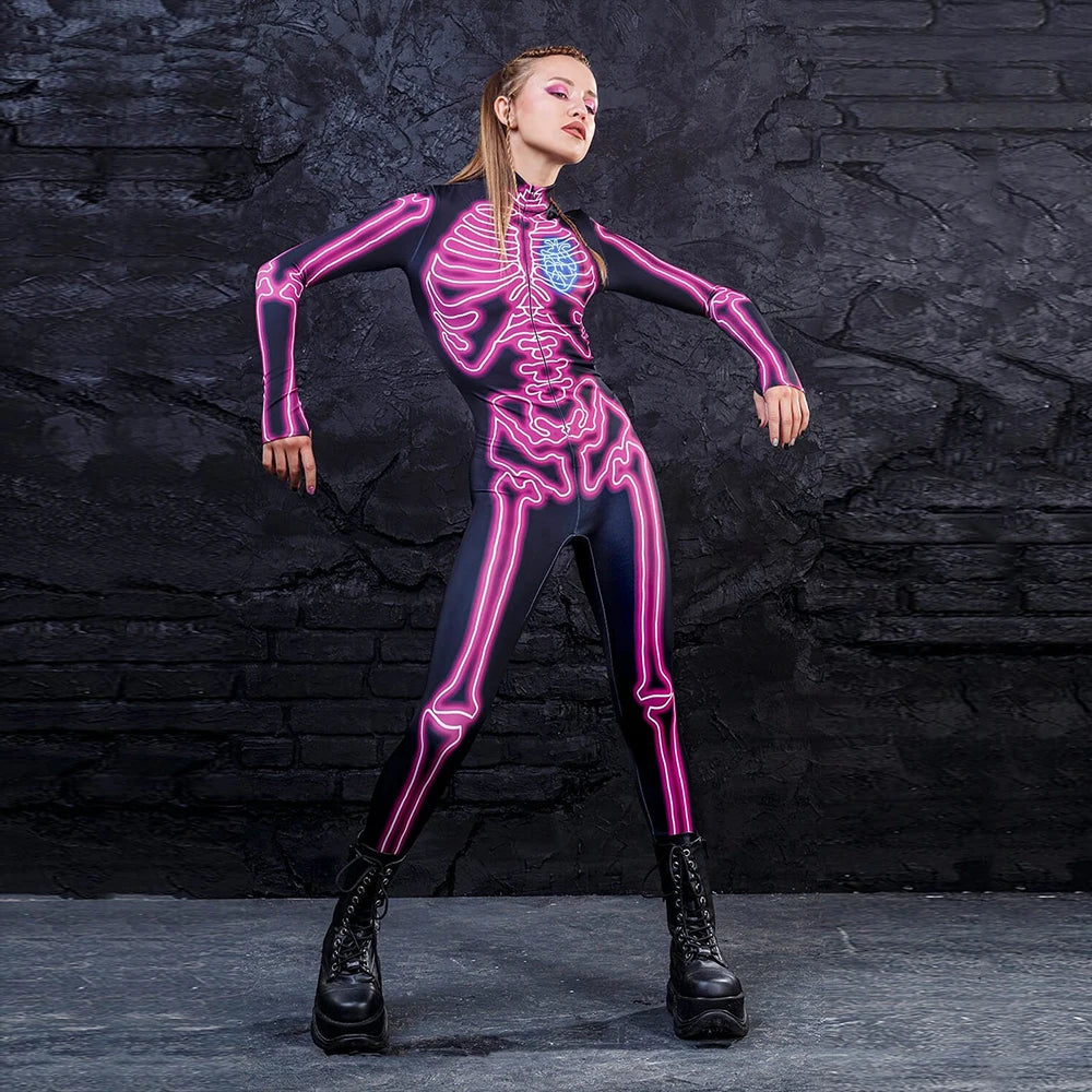Happy Halloween: Bodysuit Cyberpunk con Esqueleto 3D - [You're My Secret] para Mujeres