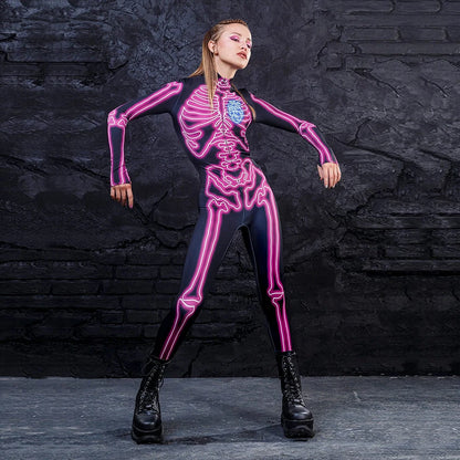 Happy Halloween: Bodysuit Cyberpunk con Esqueleto 3D - [You're My Secret] para Mujeres