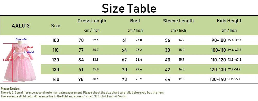 Happy Halloween: Vestido de Princesa Aurora para Niñas - Rosa y Brillante para Fiestas