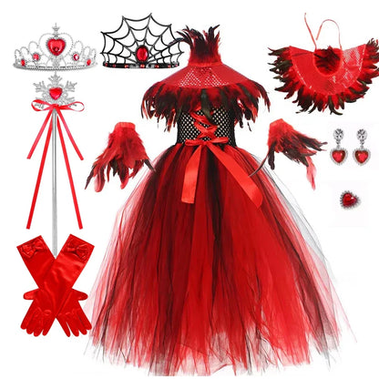 Happy Halloween: Traje de Reina Vampiro para Niñas - Estilo Gótico con Tejido de Malla