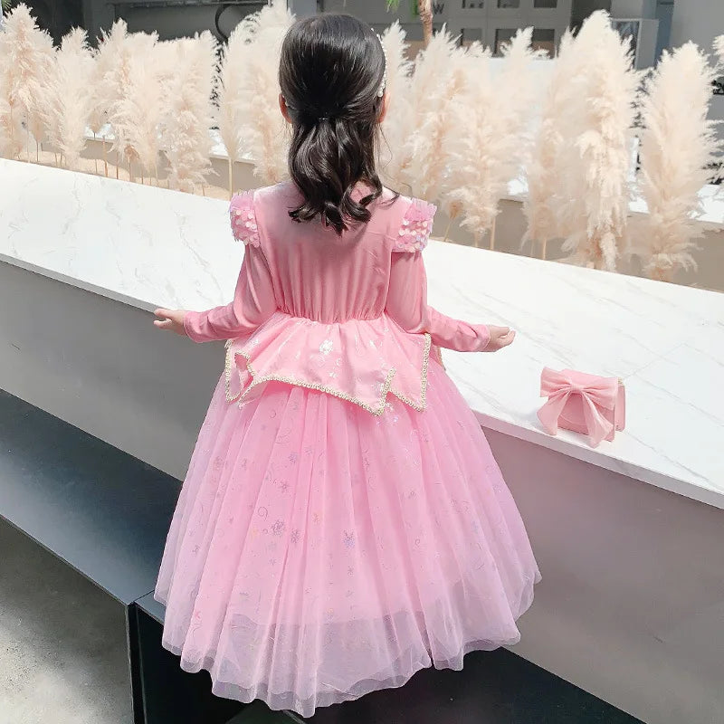 Happy Halloween: Vestido de Princesa Aurora para Niñas - Rosa y Brillante para Fiestas