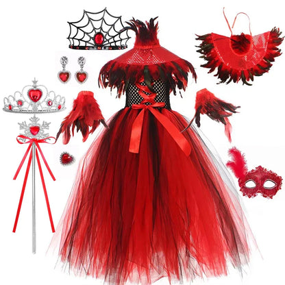 Happy Halloween: Traje de Reina Vampiro para Niñas - Estilo Gótico con Tejido de Malla
