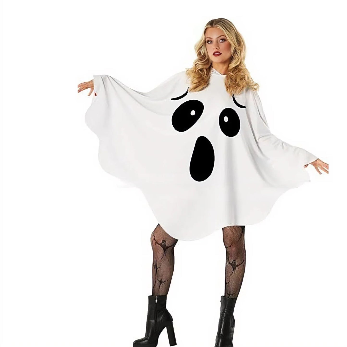 Happy Halloween: Conjunto Festivo de Murciélago Blanco - Bruja con Estilo y Personalidad