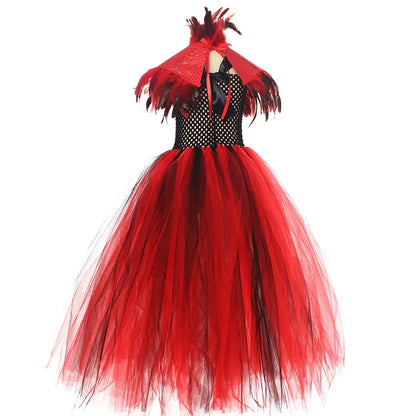 Happy Halloween: Traje de Reina Vampiro para Niñas - Estilo Gótico con Tejido de Malla