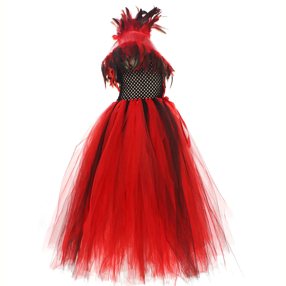 Happy Halloween: Traje de Reina Vampiro para Niñas - Estilo Gótico con Tejido de Malla