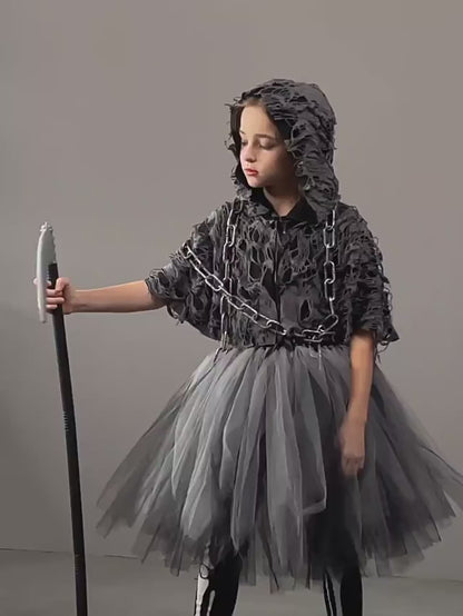 HAPPY MEDIEVAL Vestido Completo de la Niña Bruja de la Muerte